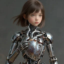 detailed, sharp, A young girl whose heart is made of metal automata by James Gurney, by Greg Rutkowski, digital art, surreal, trending on artstation, HD, 8K, highly detailed, good lighting. beautiful. epic.
