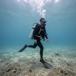 a scuba diver walking in death valley, photography, highly detailed, high quality, 8 k, soft lighting,