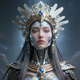 highly lifelike beautiful divine tribal high queen with regalia adornments wide hdr whole infinite capsule apparent with awe an idea seep's into infinity, face axonometric mechanical fantasy intricate elegant, in void of latent space, volumetric lighting 3 d modelling h 5 1 2
