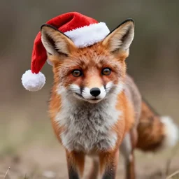 cute fox, wearing santa hat, realistic cinematic lighting, establishing action shot, ultra detailed, hyper realism, photo, octane render, 8k
