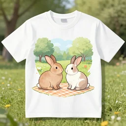 two rabbits in love with each other are having a picnic in the park, t - shirt
