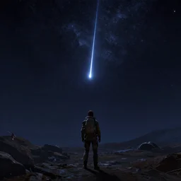 stranded deep in space, watching a meteor shower