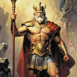 a comic book painting of zeus the conquerer