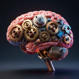 a digital brain with electronic devices in the shape of cogs, artistic, contrast, dramatic lighting, intricate details, vivid colors, octane render