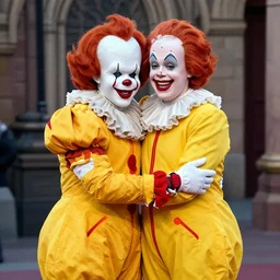 Ronald McDonald hugging Pennywise