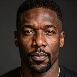idris elba by kehinde wiley and rembrandt. photorealistic facial features, portrait, detailed face, ultra high details, well - composed.