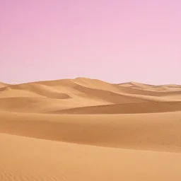 massive desert dunes in front of a pink sky, surreal,