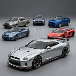 nissan gtr r 3 4, mercedez benz, honda civic, bentley, ferrari, mclaren, mustang, mini cooper, porche, jeep, vintage cars, gtr r 3 5, subaru brz, koenigsegg, lamborghini huracan and supra in the shape of a concept car design, car photography, 4 k, high resolution, highly detailed