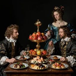 victorian thanksgiving feast, black background, vanitas, a flemish baroque by jan davidsz. de heem, a still life by giuseppe arcimboldo, pinterest, rococo, hd, intricate high detail masterpiece