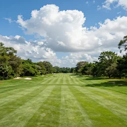 beautiful lush golf course, big fluffy clouds, landscape, nature, craig mullins