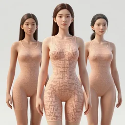 : women with maze pattern skin dalle2 3d render unity unrealengine octane