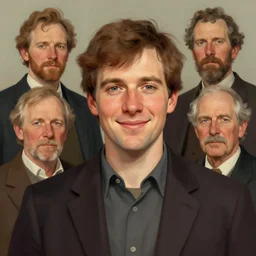 photo of craigie aitchison with simple smile paint detailed digital artstation, portrait hd 4 k, y greg rutkowski and gaston bussiere and craig mullins and j. c. leyendecker, hd