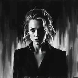 megan fox as scarlett johansson buy guy denning, by peder balke and norman bluhm, mystic high contrast, monochromatic, noir