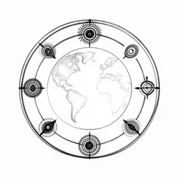 a spiritual diagram aboriginal about the cicle of life and death on the earth, clean ink, muy definido, clean design, fibonacci, minimal design, free spaces, 2 4 0 0 dpi