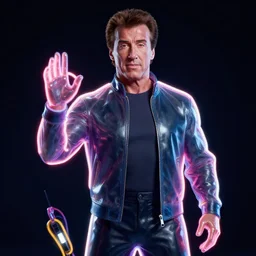 sylvester stallone made out of neon plastic