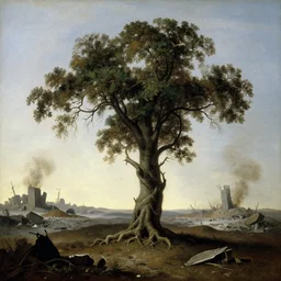 the last tree in an atomic wasteland, by annibale carracci, by bob byerley, by caspar david friedrich, calligraphy, insanely detailed and intricate, hypermaximalist, elegant, ornate, hyper realistic, super detailed