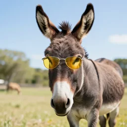 a donkey with sunny glasses