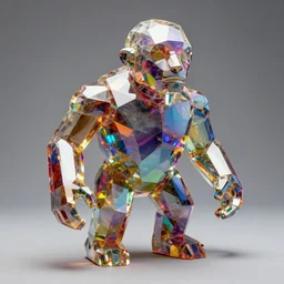 a multicolored bismuth golem, an abstract sculpture by ryusei kishida, polycount, crystal cubism, angular, iridescent, made of crystals