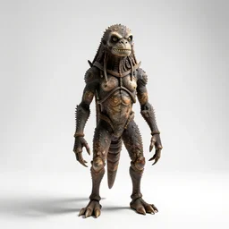 weathered chupacabra, studio photography, full body, standing, isolated on a pure white background, centered, whole figure in frame, sharp focus, studio lighting