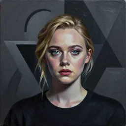 Elle Fanning as Johnny Silverhand picture by Sachin Teng, asymmetrical, dark vibes, Realistic Painting , Organic painting, Matte Painting, geometric shapes, hard edges, graffiti, street art:2 by Sachin Teng:4