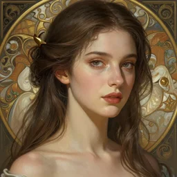 beautiful young attractive woman, closeup, d & d, fantasy, intricate, elegant, highly detailed, digital painting, artstation, sharp focus, fantasy art, illustration, 8 k, art by artgerm and greg rutkowski and alphonse mucha