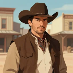 beautiful portrait commission of a downtown desert western town. Atmospheric. Renowned character illustration by greg rutkowski, thomas kindkade, alphonse mucha, loish, norman rockwell. detailed, inked, western comic book art