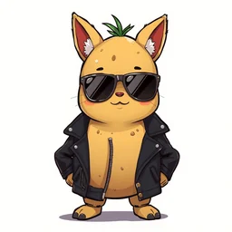 an anthropomorphic potato wearing sunglasses and a leather jacket, by kawacy, trending on pixiv, anime, furry art, trending on furaffinity