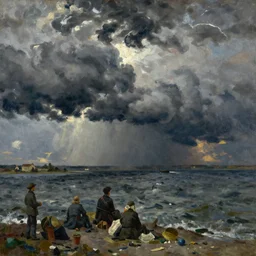 storm on the volga, oil on canvas, ilya repin, 1 8 7 3
