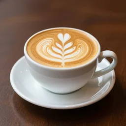 most attractive cup of flat white coffee ever beautiful stunning ornate intricate vibrant happy ecstatic warm utopian 8 k digital art render cyberpunk. cheerful. uplifting. alphonse mucha
