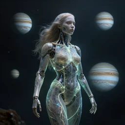 biblical cyborg girl, glowing veins subsurface scattering, deep sea of planet jupiter, underwater photography, by gerald brom, by mikhail vrubel, by peter elson, muted colors, extreme detail, trending on artstation, 8 k
