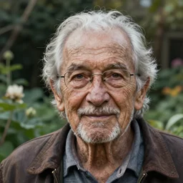 portrait painting of the oldest person ever, garden, photorealistic, extreme detail, sharp focus, 8 k, intricate, hyper detailed, realistic, cinematic lighting