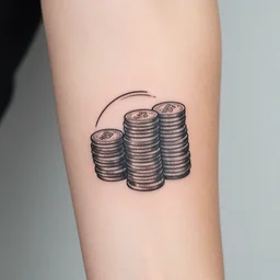 minimal tattoo about wealth