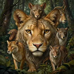 a forest full of animals, intricate, highly detailed face, digital painting, artstation, concept art, smooth, sharp focus, illustration, unreal engine 5, 8 k, art by artgerm and greg rutkowski and alphonse mucha