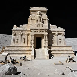 full - color 1 9 7 2 photo of an ancient alien temple on the moon being excavated by archaeologists wearing space - suits at a dig - site. high - quality professional journalistic photography from time magazine.