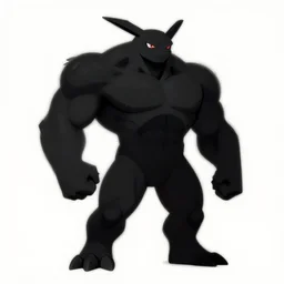 muscular black pokemon, digital painting, aesthetic, minimalistic design, artstation