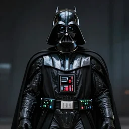 Batman dressed as Darth Vader, high detail of the face, high detail, high modernization, cinematic, dynamic lighting, full body, cosplay, similarity 100% ultra mega super hyper realistic