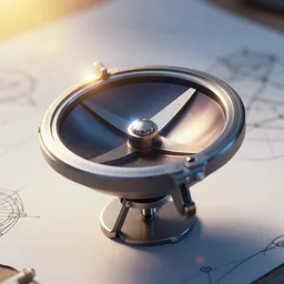 gyroscope, design sheet, sharp focus, lens flare, bloom, rim light, illustration, highly detailed, photo realistic, unreal engine