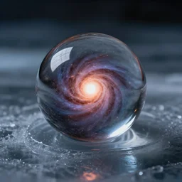 Supernova in glass sphere on ice surface