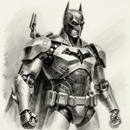 a Batman mech, pencil sketch, concept art