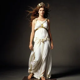 full body color photograph of Helen of Troy, wearing a diadem, her hair blowing in the wind, dramatic lighting, by Annie Leibovitz Carl Zeiss 135mm nikon