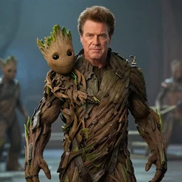 film still of Gary Busey as Groot in Guardians of the Galaxy