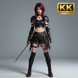 professional full length photograph of a beautiful emo warrior.  Extremely detailed. 8k