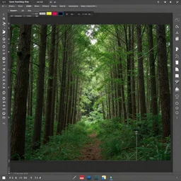 A landscape photo of a beautiful forest scene. PROMPT, XF IQ4, 150MP, 50mm, f/1.4, ISO 200, 1/160s, natural light, Adobe Photoshop, Adobe Lightroom, DxO Photolab, Corel PaintShop Pro, rule of thirds, symmetrical balance, depth layering, polarizing filter, Sense of Depth, AI enhanced