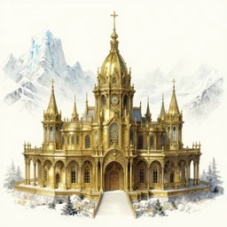 the clockwork - like brass palace at the icefell mountains beautifully showcases elven architecture. ink wash by the award - winning concept artist