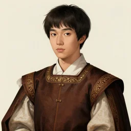 portrait of a young korean man in renaissance style, anime inspired, HD 4K, highly detailed