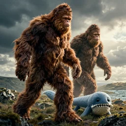movie poster about Sir David Attenborough and cryptids, bigfoot and nessie