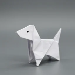 a white cast origami dog