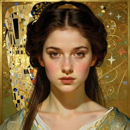 a very beautiful princess leia organa. symmetric face.   art by ilya kuvshinov, artgerm, alphonse mucha, and Greg Rutkowski and gustav klimt