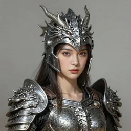 a professional painting of a beautiful young female, wearing a metallic dragon-shaped helmet, clothed in dragon-shaped battle armor, olive skin, long dark hair, beautiful bone structure, symmetrical facial features, intricate, elegant, digital painting, concept art, smooth, sharp focus, illustration, from Metal Gear, by Ruan Jia and Mandy Jurgens and Greg Rutkowski and Artgerm and William-Adolphe Bouguerea