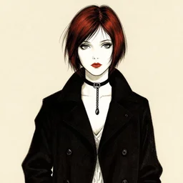 punk portrait ennui fashion girl, illustrated by edward gorey, aschenbach, lagerstedt
